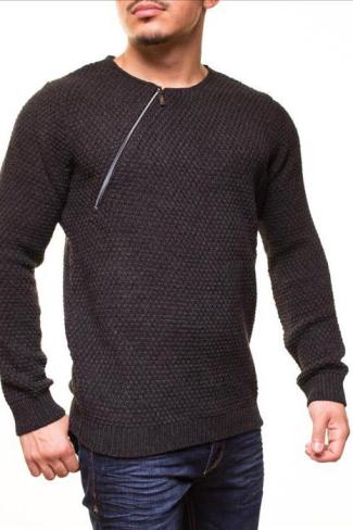 Vyriškas ilgas megztinis CRSM - tamsiai pilka 9501-2